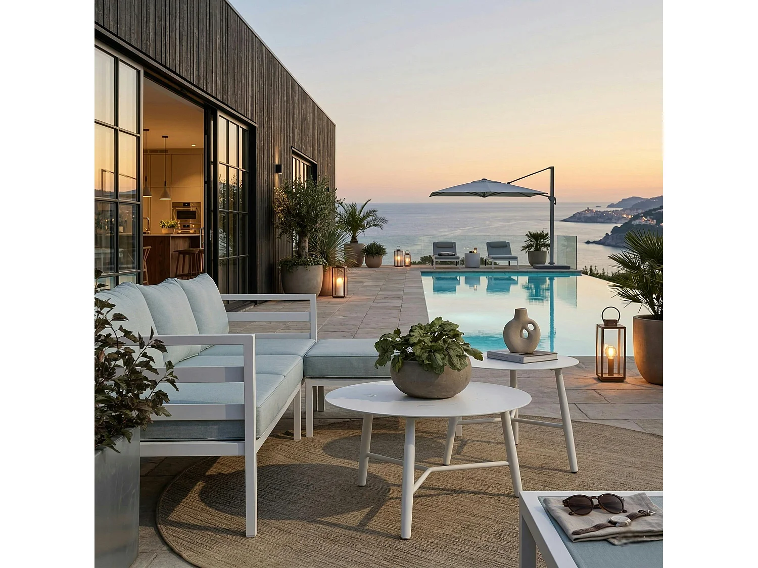 Table basse de jardin en aluminium blanc Ø 75 cm STOCKHOLM