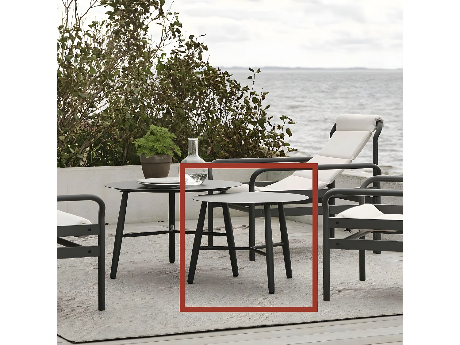 Table basse de jardin en aluminium noir Ø 60 cm STOCKHOLM