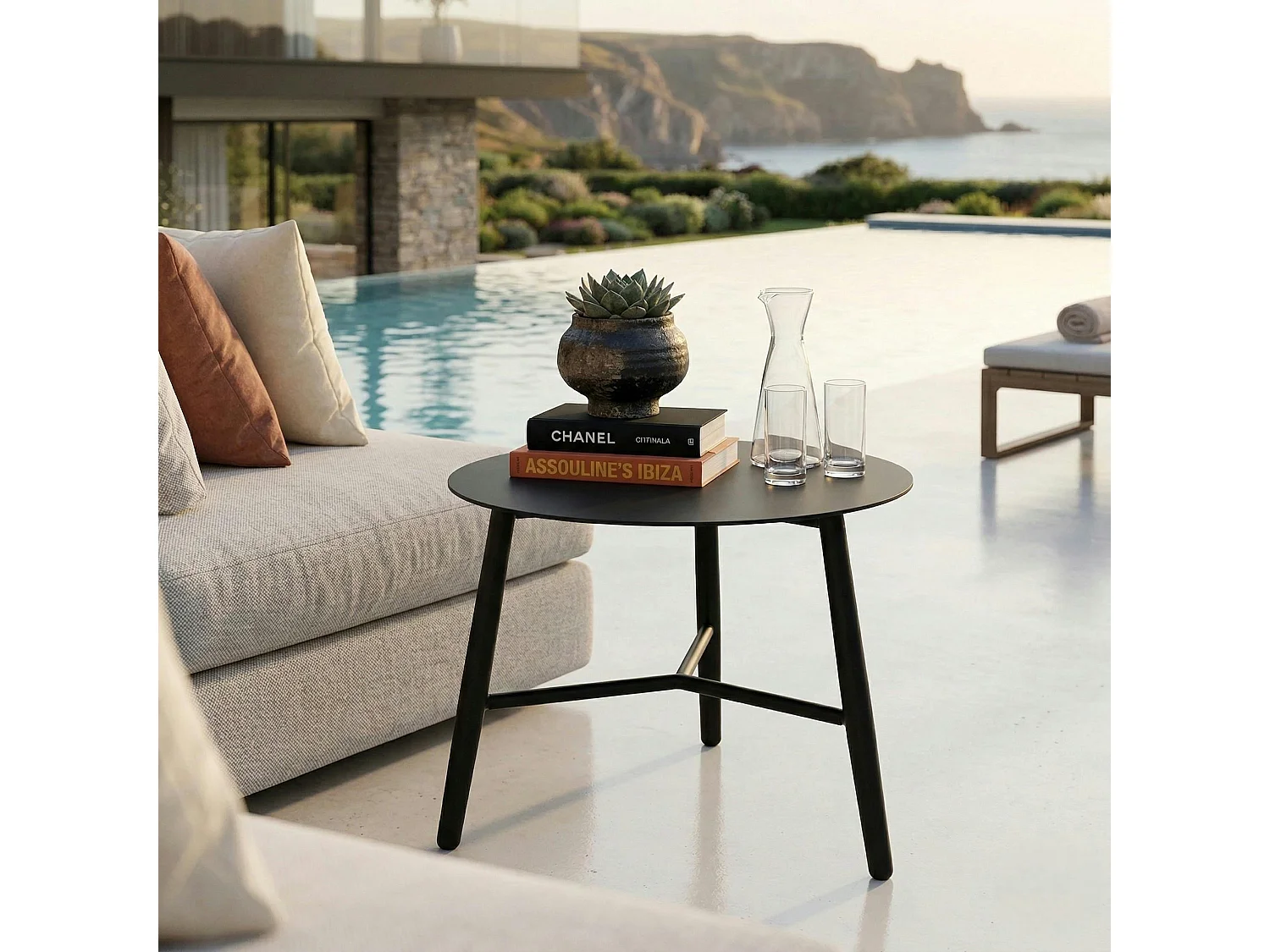 Table basse de jardin en aluminium noir Ø 60 cm STOCKHOLM