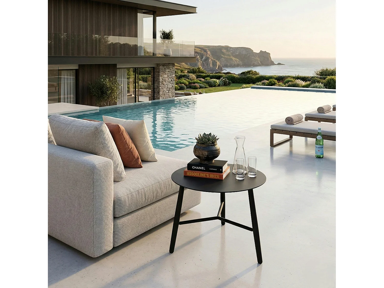 Table basse de jardin en aluminium noir Ø 60 cm STOCKHOLM