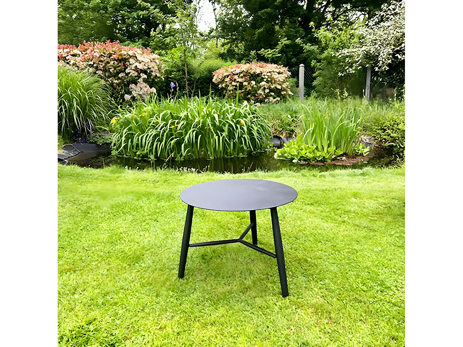 Table basse de jardin en aluminium noir Ø 75 cm STOCKHOLM