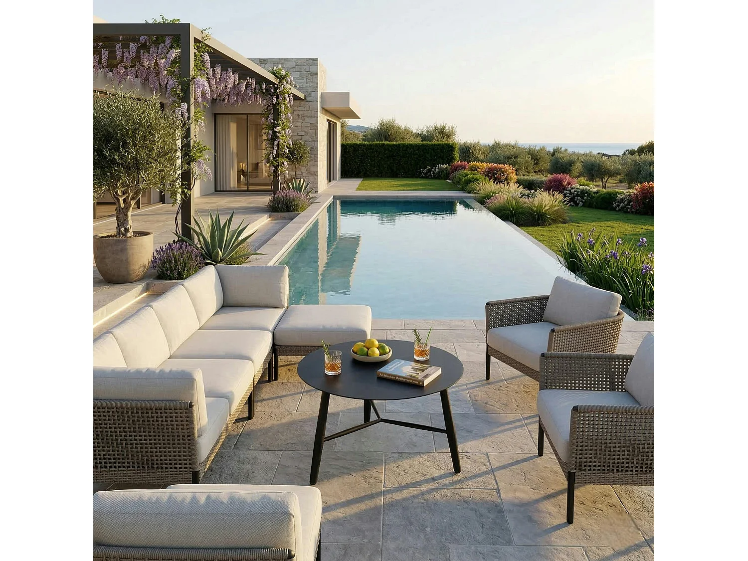 Table basse de jardin en aluminium noir Ø 75 cm STOCKHOLM