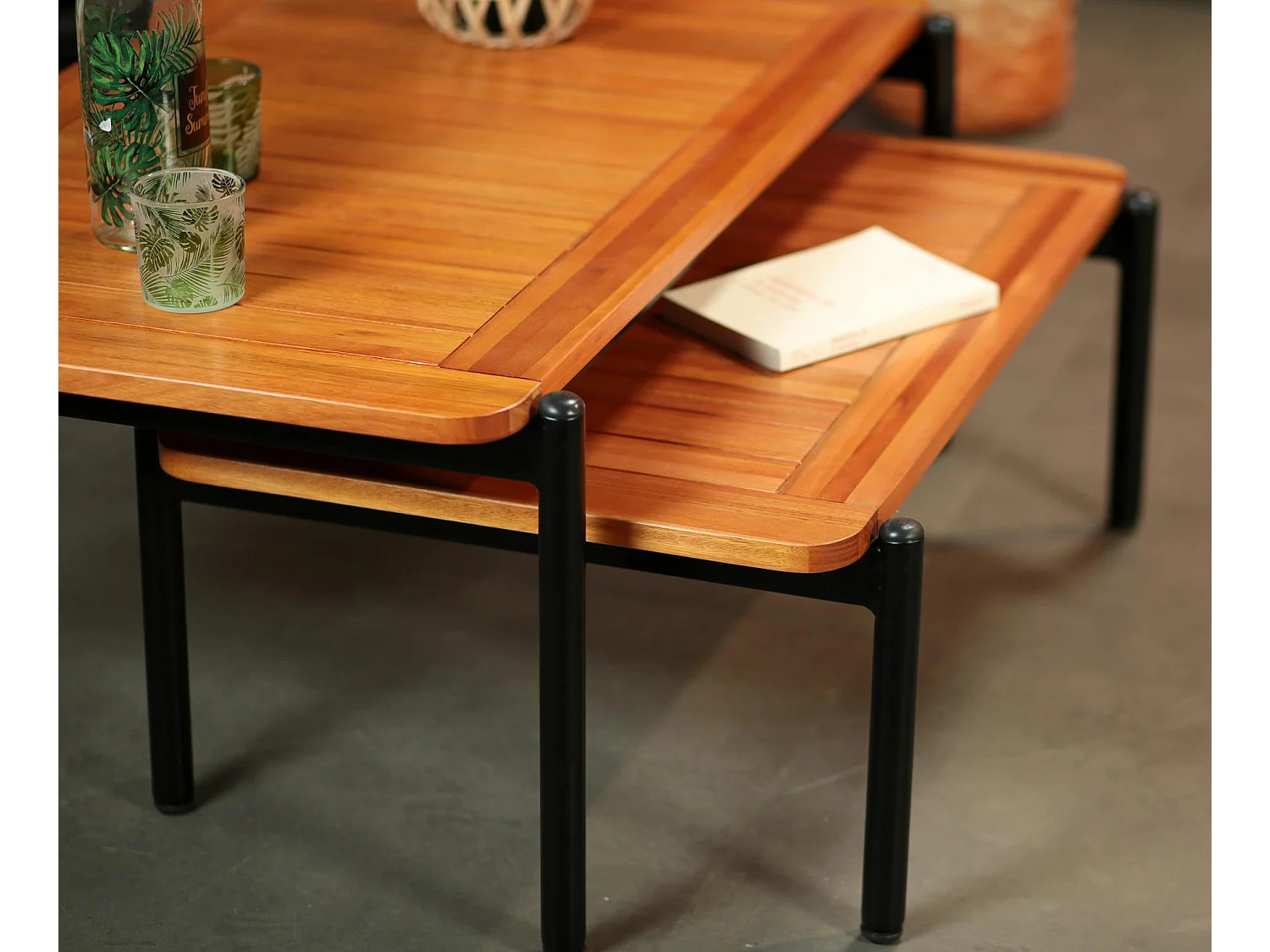 Table basse gigogne bois d'eucalyptus intérieur/extérieur (lot de 2)