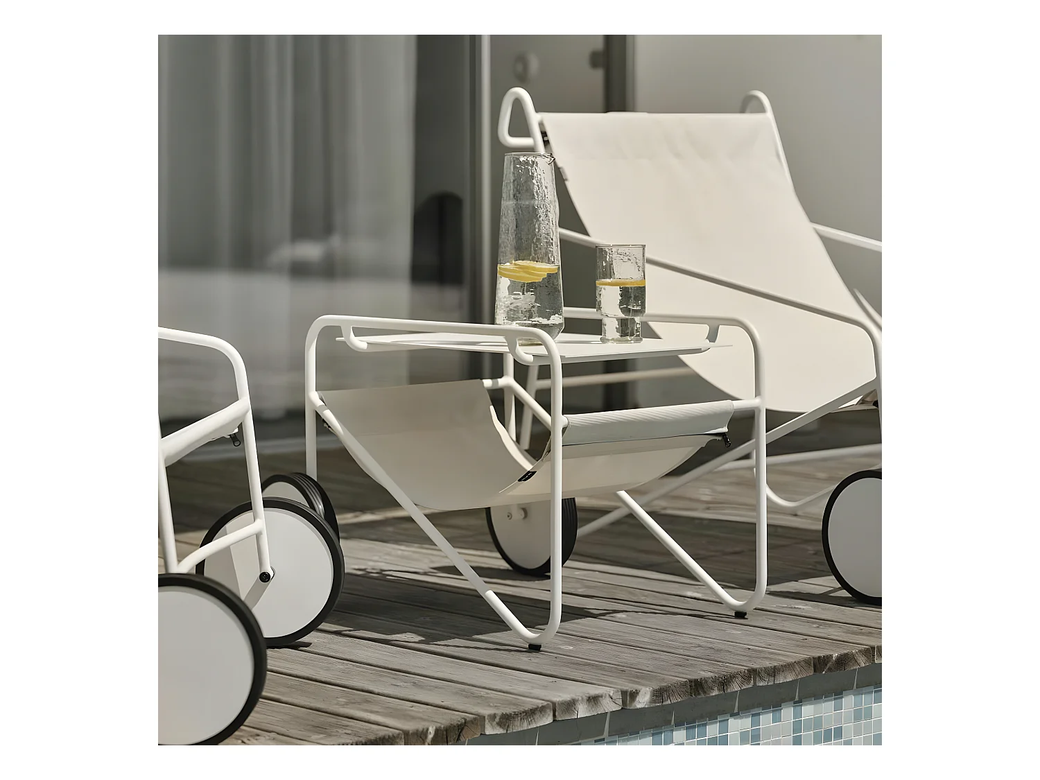 Table d'appoint de jardin en aluminium blanc OSLO
