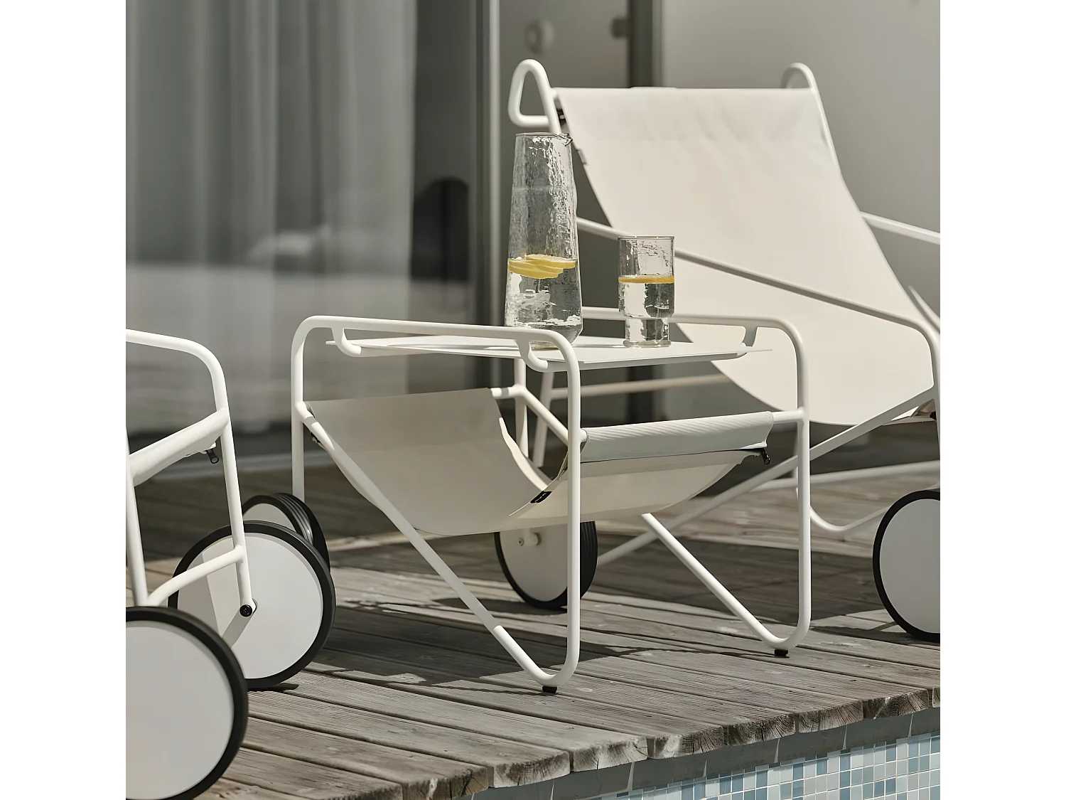 Table d'appoint de jardin en aluminium blanc OSLO