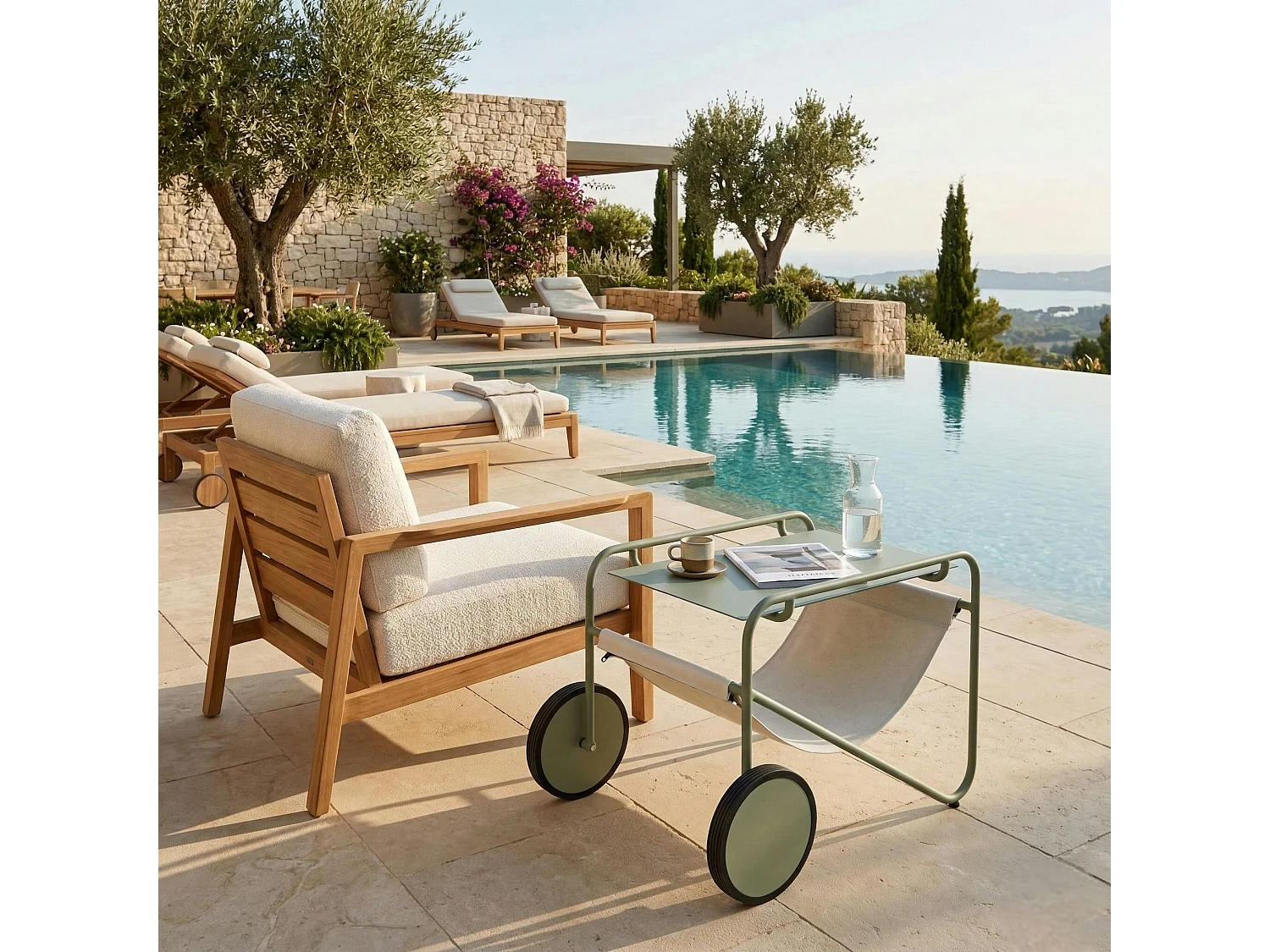 Table d'appoint de jardin en aluminium vert argile OSLO