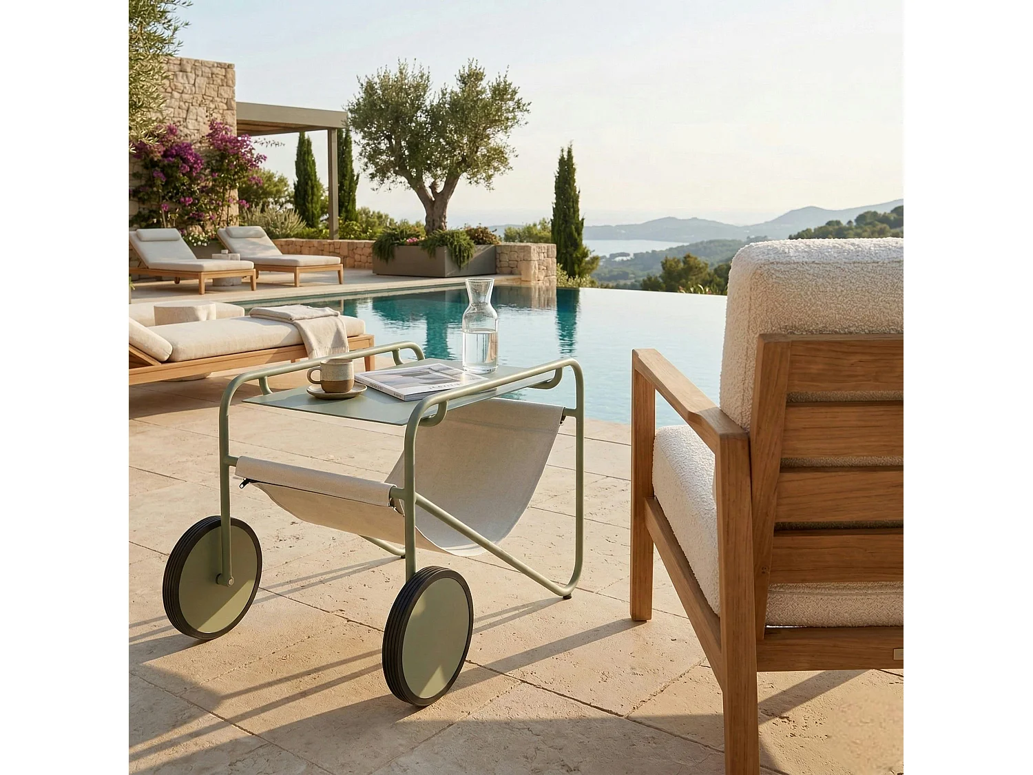 Table d'appoint de jardin en aluminium vert argile OSLO