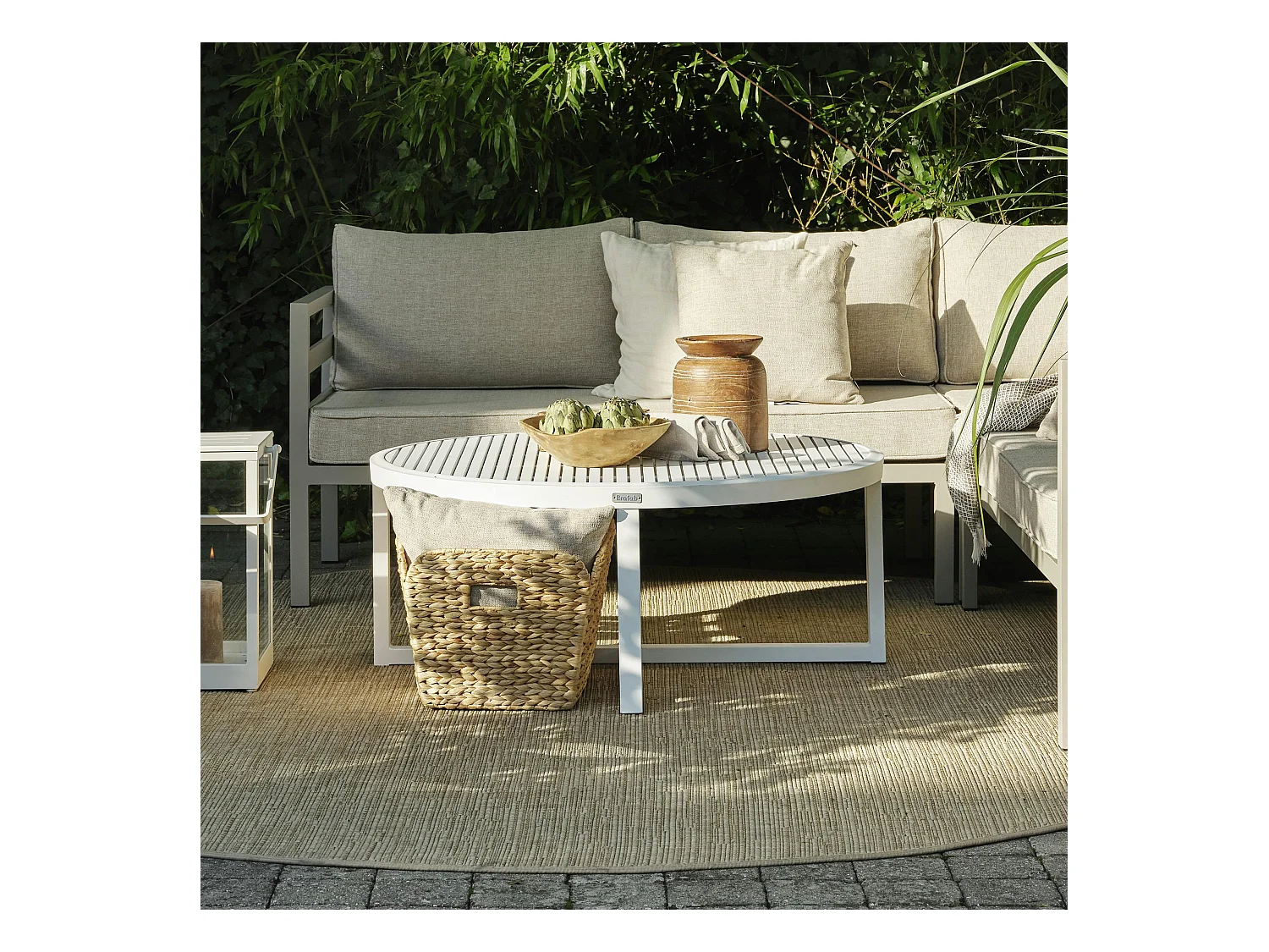 Table basse de jardin en aluminium blanc D 100 cm OSLO