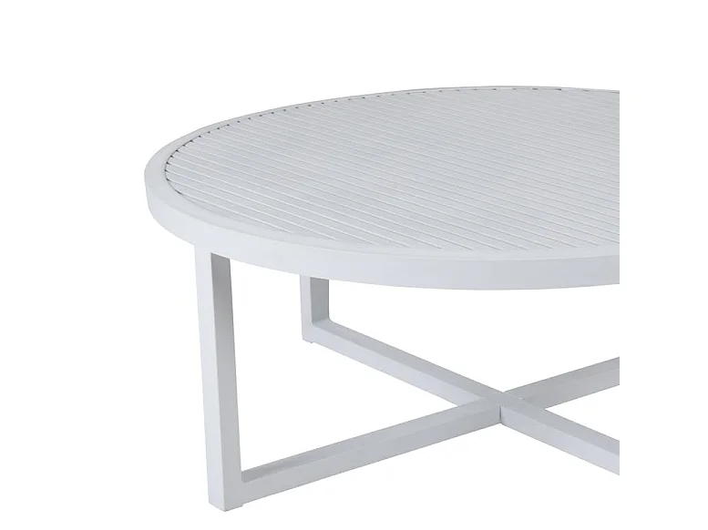 Table basse de jardin en aluminium blanc D 100 cm OSLO