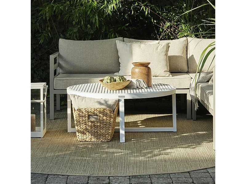 Table basse de jardin en aluminium blanc D 100 cm OSLO