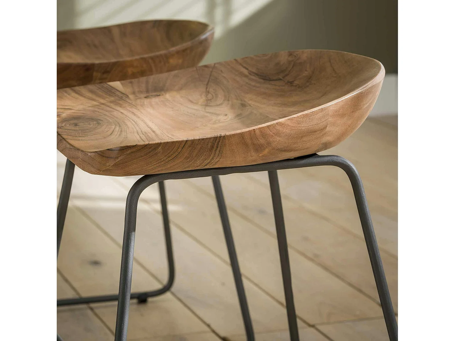 Tabouret bas bois d'acacia (lot de 2) MELBOURNE