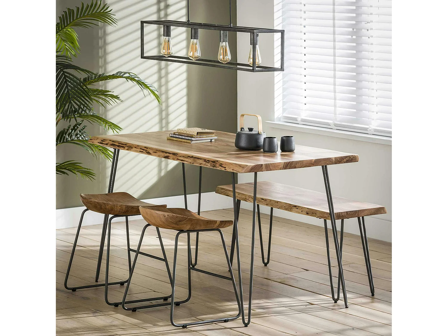 Tabouret bas bois d'acacia (lot de 2) MELBOURNE