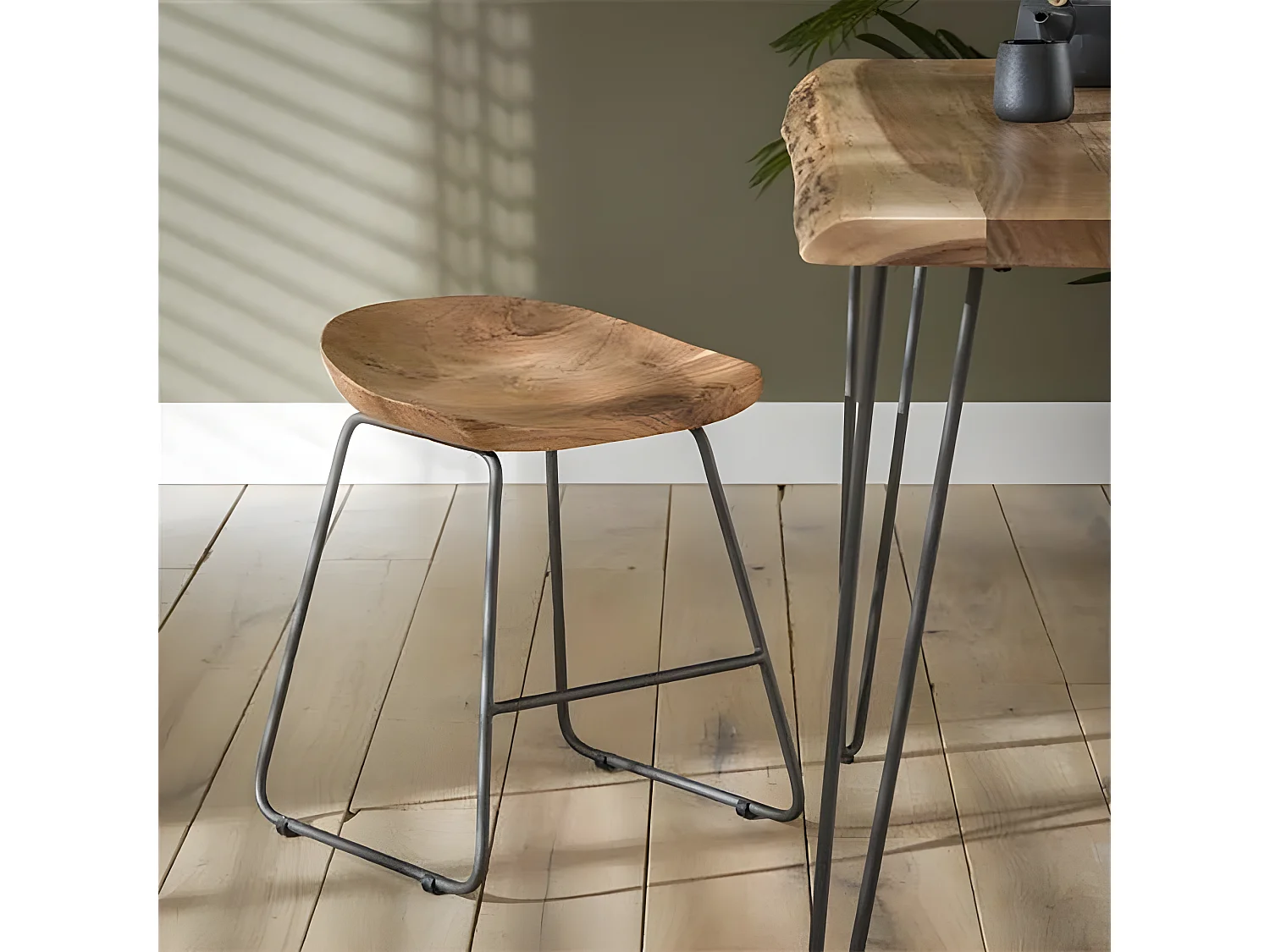 Tabouret bas bois d'acacia (lot de 2) MELBOURNE