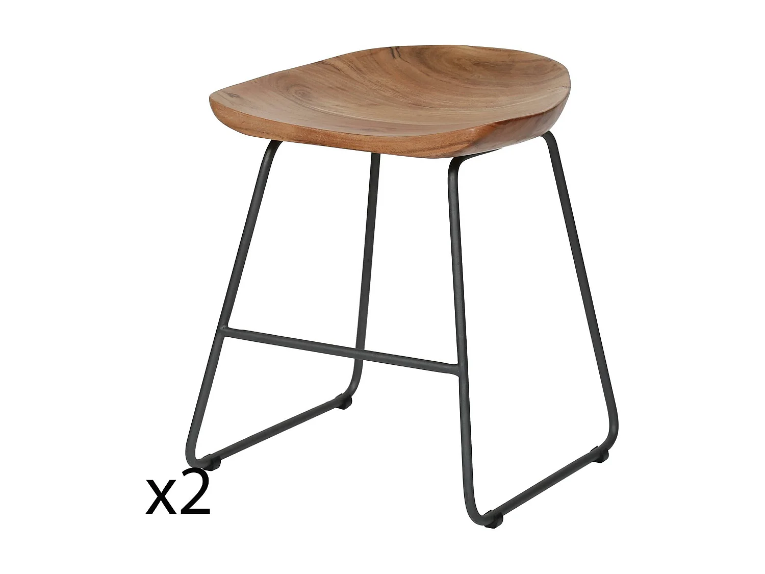 Tabouret bas bois d'acacia (lot de 2) MELBOURNE