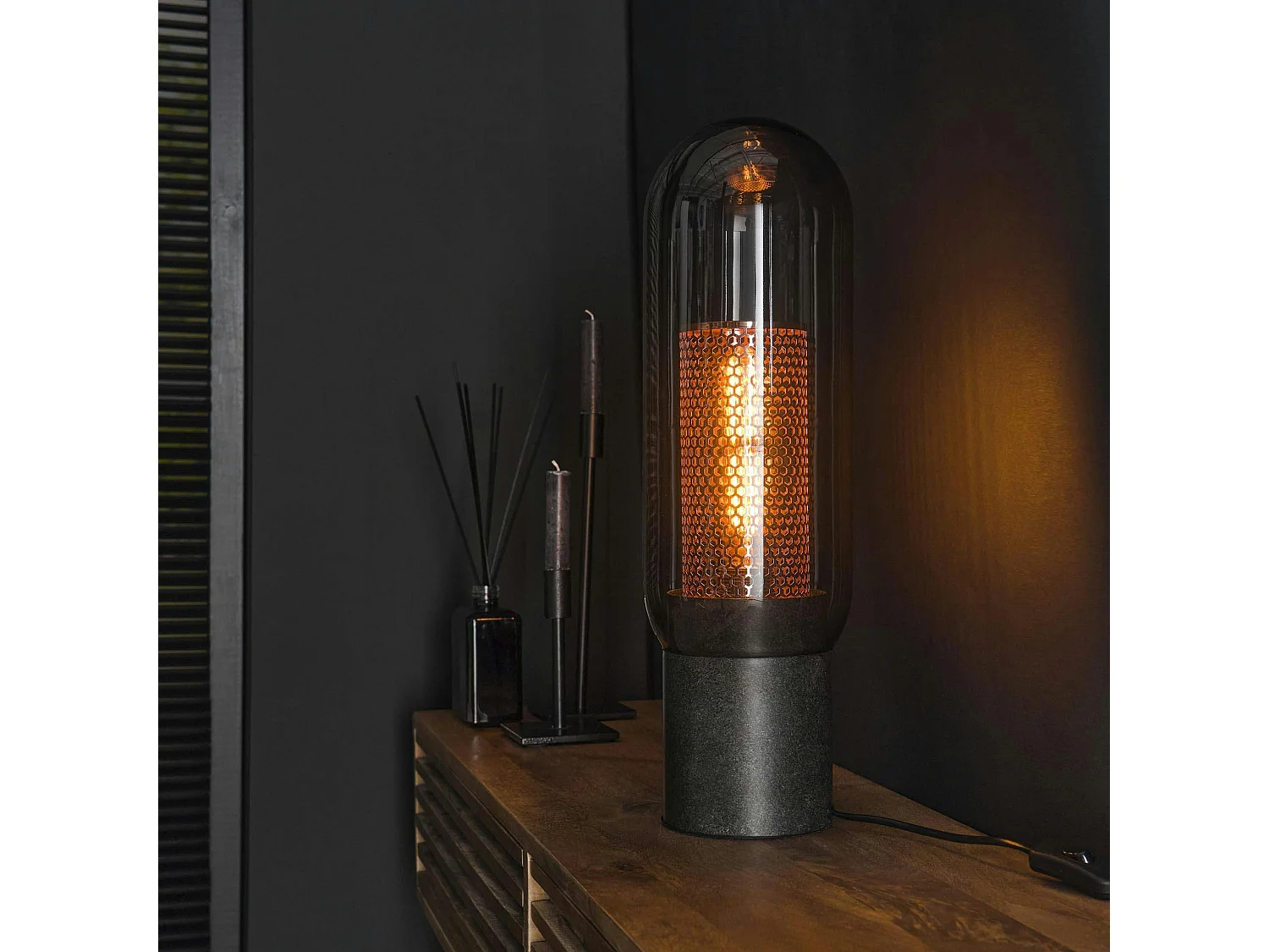 Lampe en verre et métal cuivré NOVA