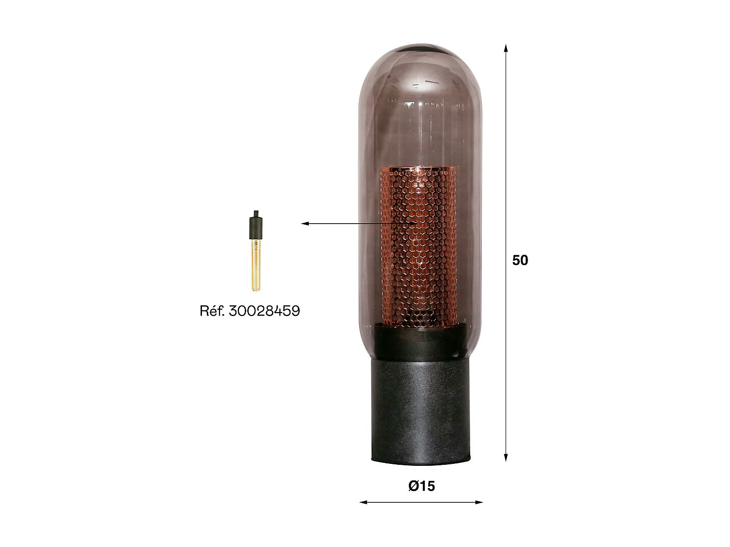 Lampe en verre et métal cuivré NOVA