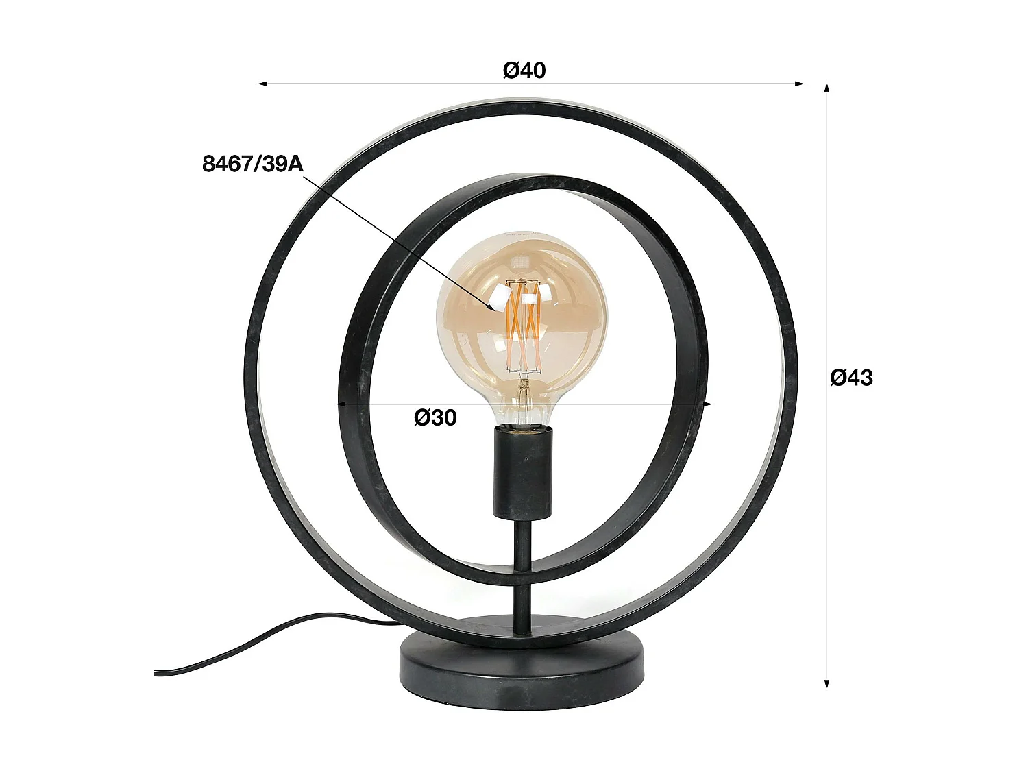 Lampe industrielle anneaux croisés TRIBECA