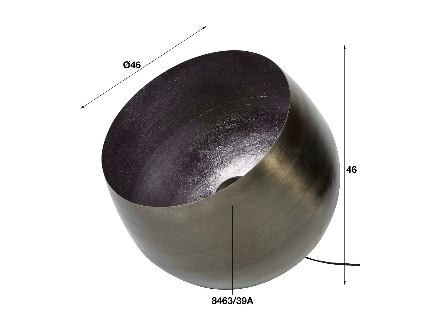 Lampe à poser industrielle cloche noire XL TRIBECA