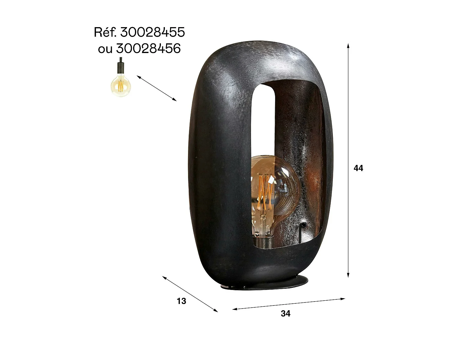 Lampe noire avec cadre épais 44 cm RALF