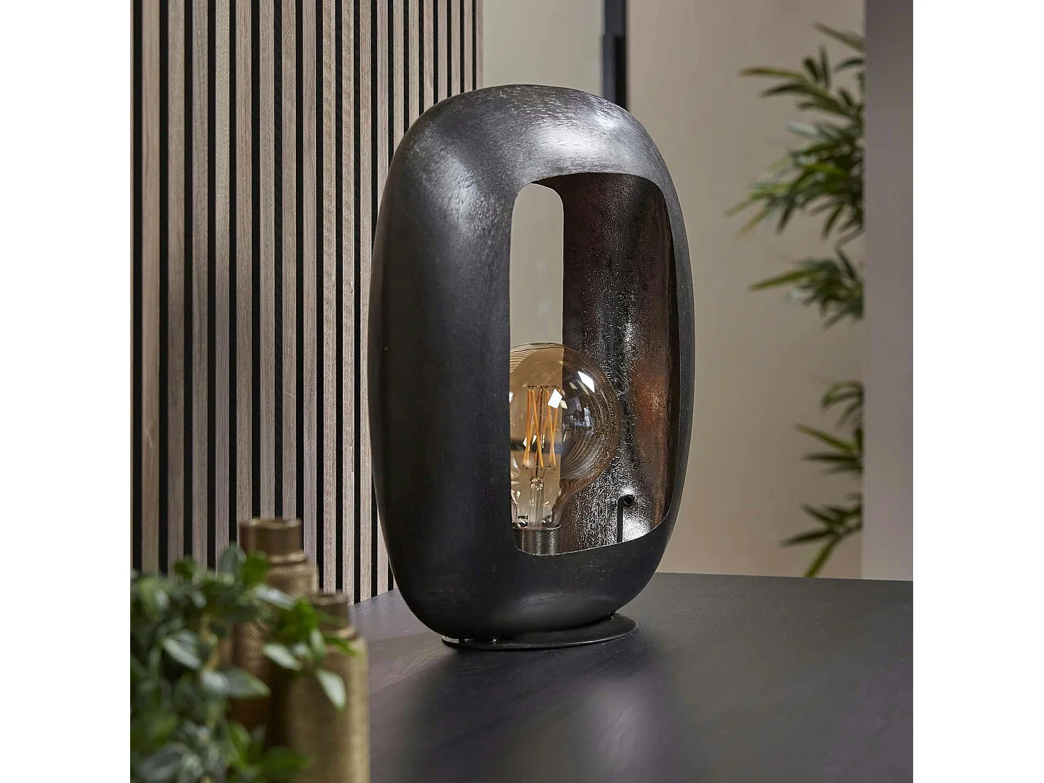 Lampe noire avec cadre épais 44 cm RALF