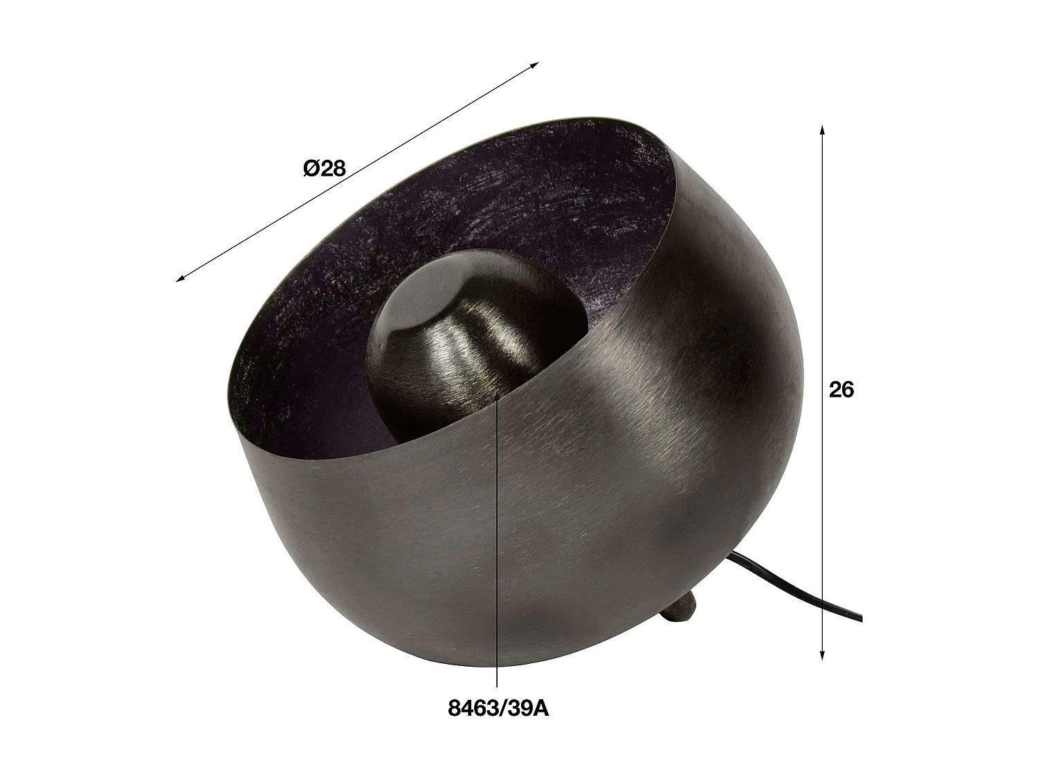 Lampe à poser industrielle cloche noire PM TRIBECA