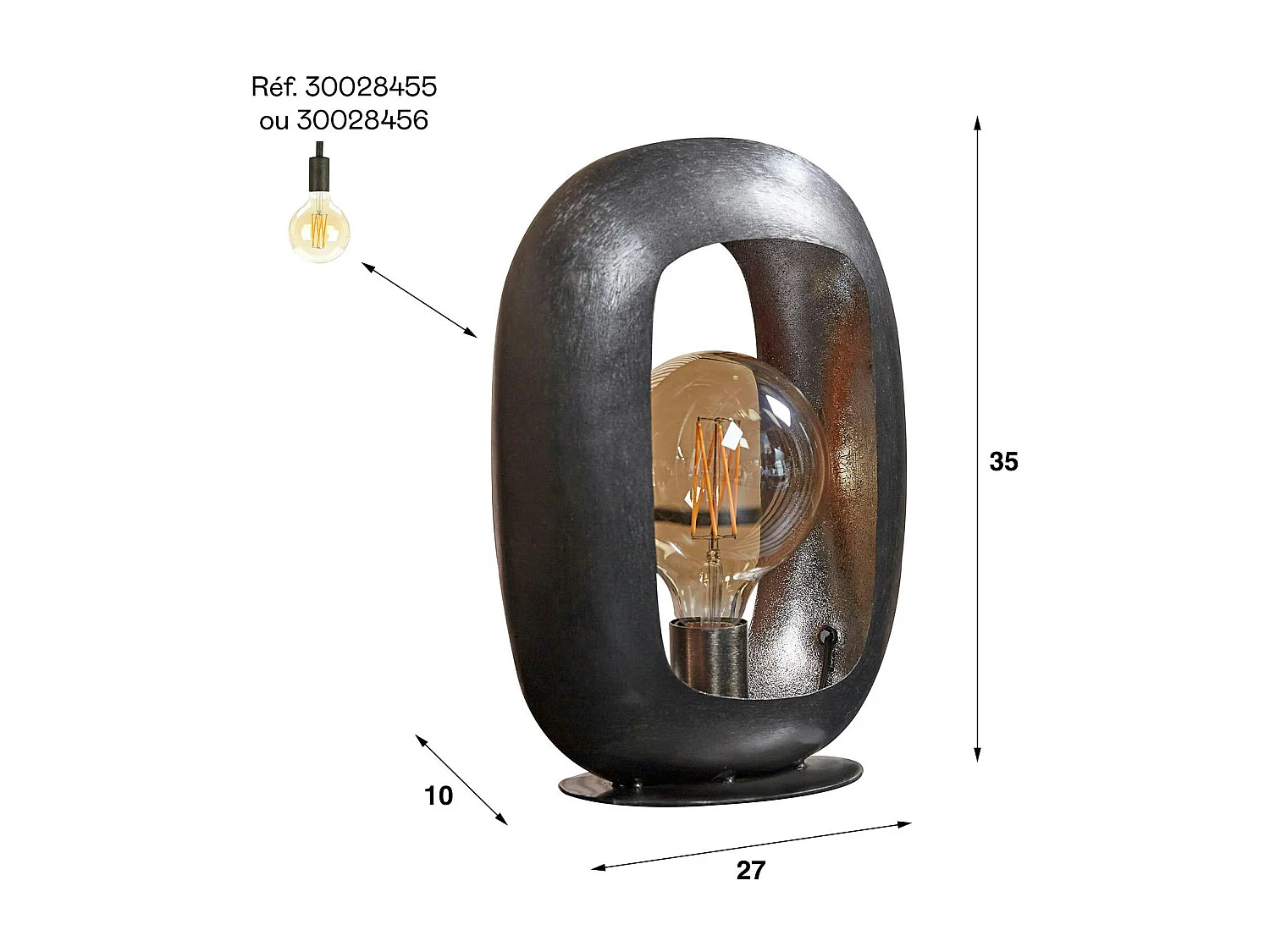 Lampe noire avec cadre épais 35 cm RALF