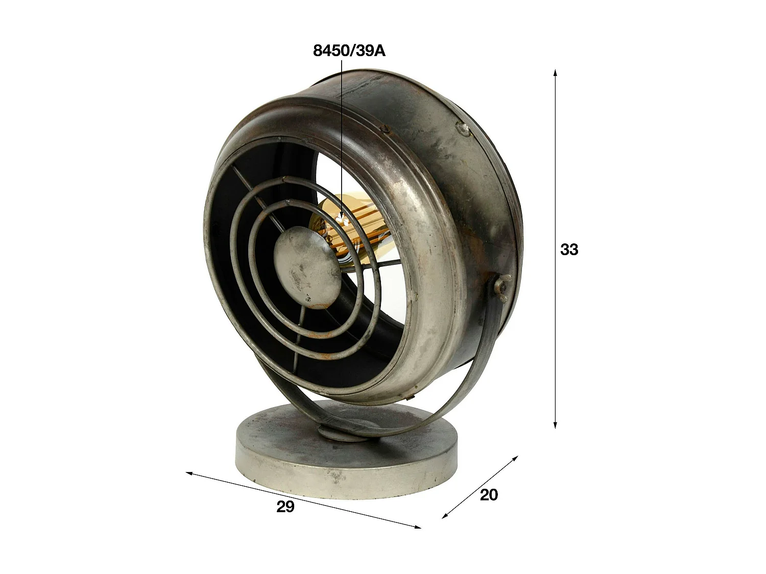 Lampe à poser industrielle forme ronde TRIBECA