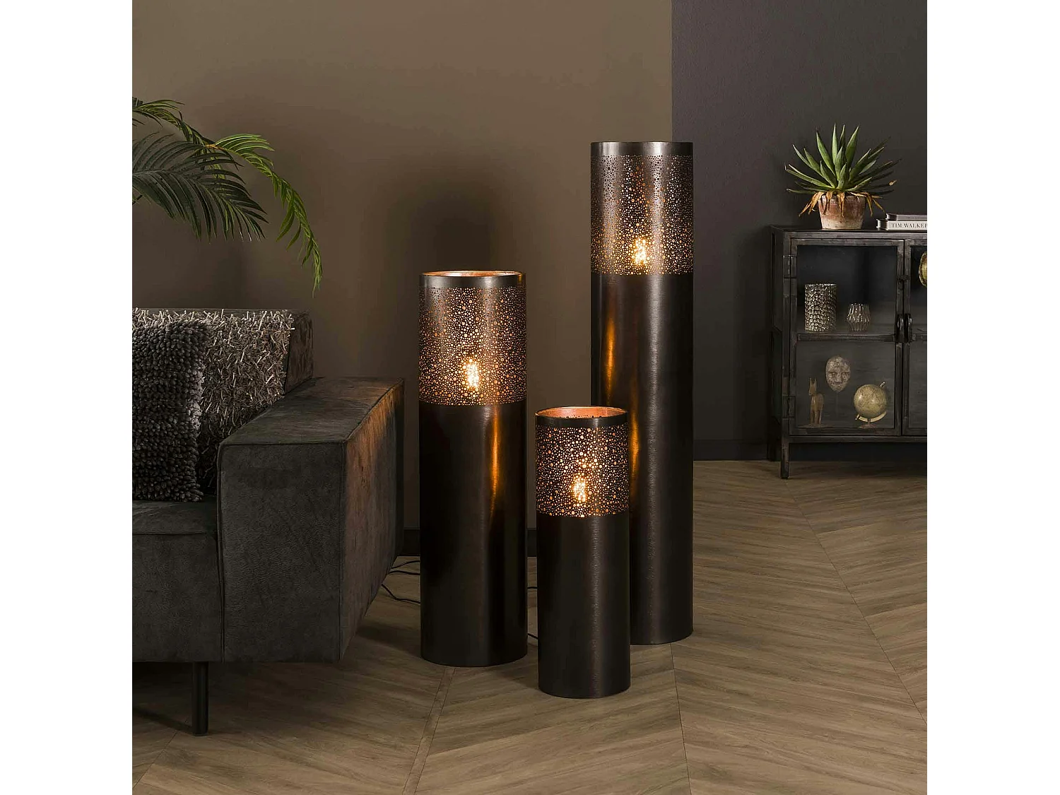 Lampadaire noir effet étoilé 60 cm RALF