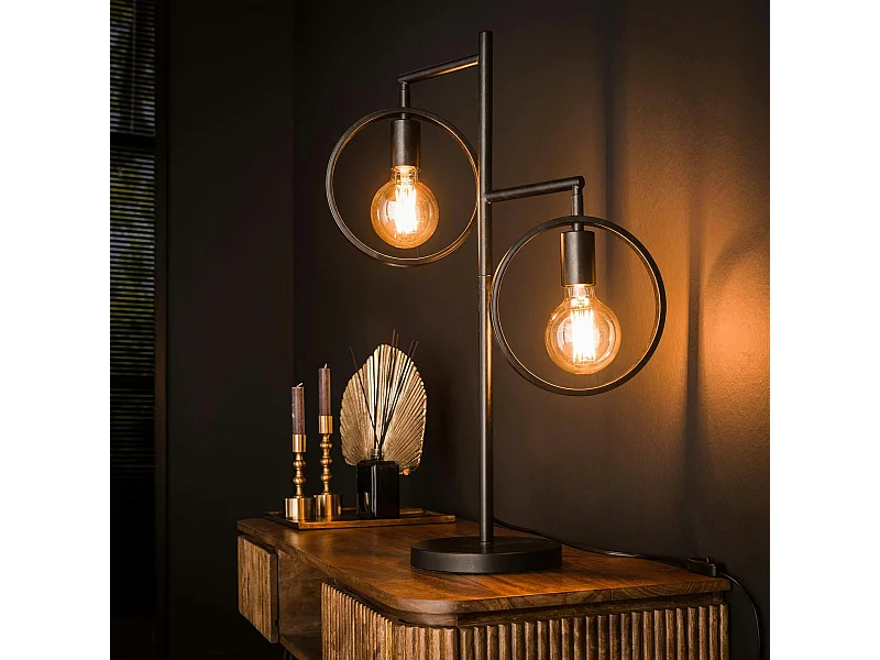 Lampe décorative 2 anneaux, finition charbon RALF