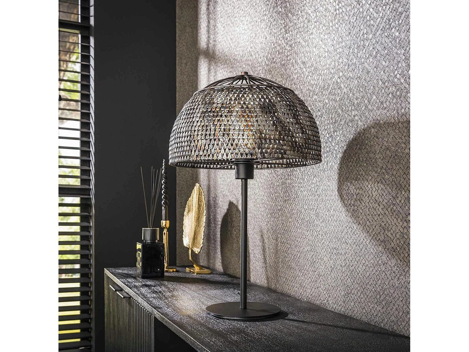 Lampe de salon avec abat-jour effet maille TRIBECA