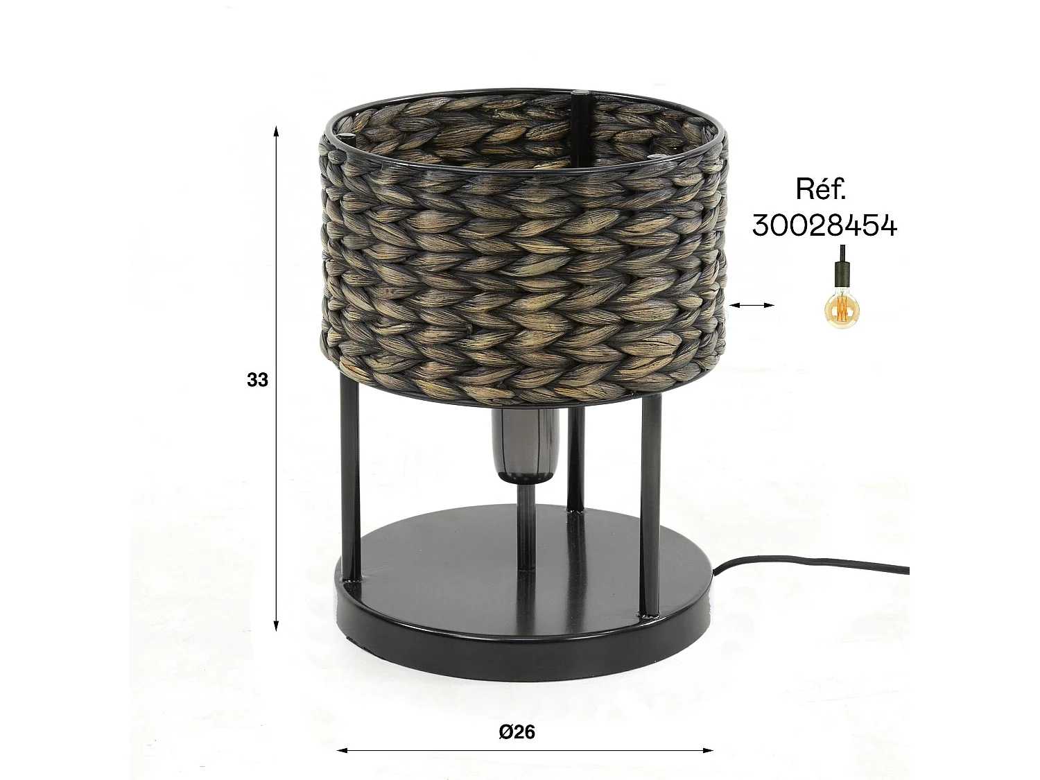 Lampe de salon en jacinthe d'eau TASMANIE