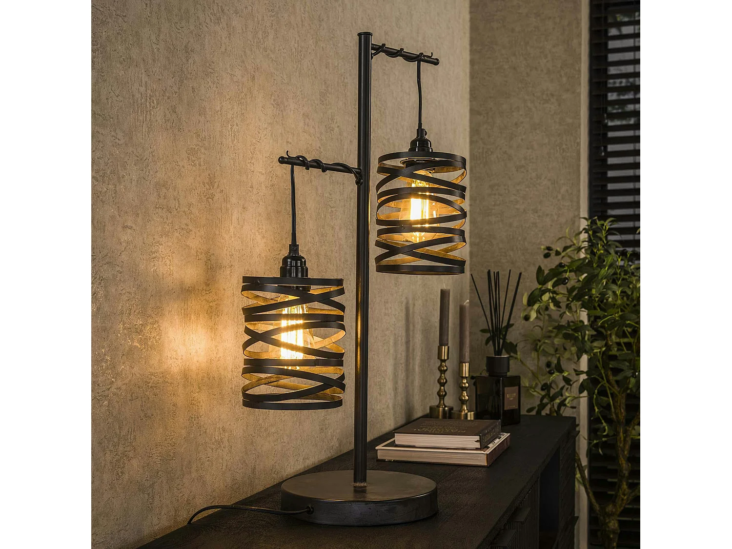 Lampe à poser ruban 2 abat-jours RALF