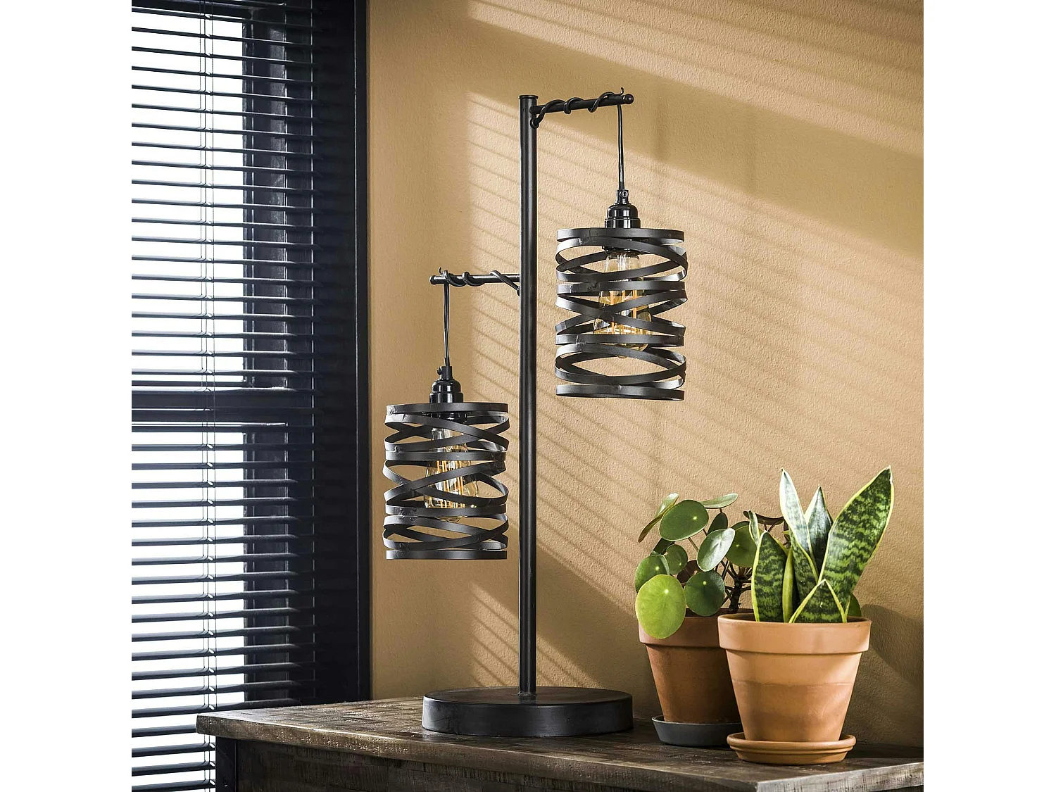 Lampe à poser ruban 2 abat-jours RALF