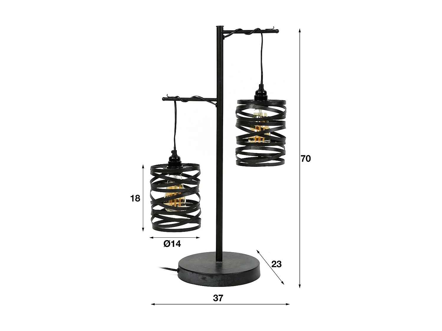 Lampe à poser ruban 2 abat-jours RALF