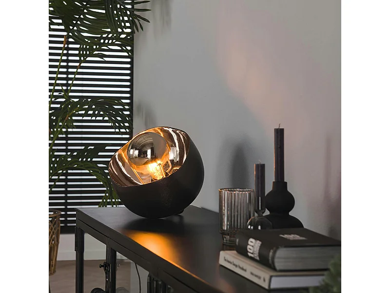 Lampe design noir et argent D 28 cm RALF