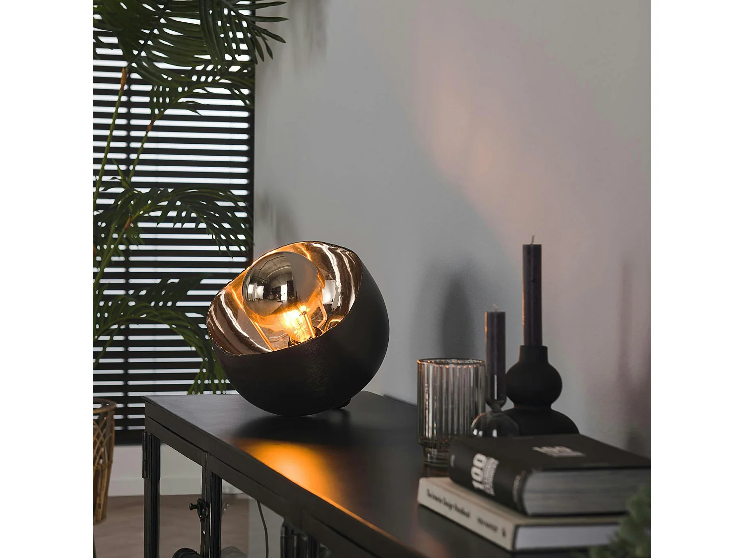 Lampe design noir et argent D 28 cm RALF