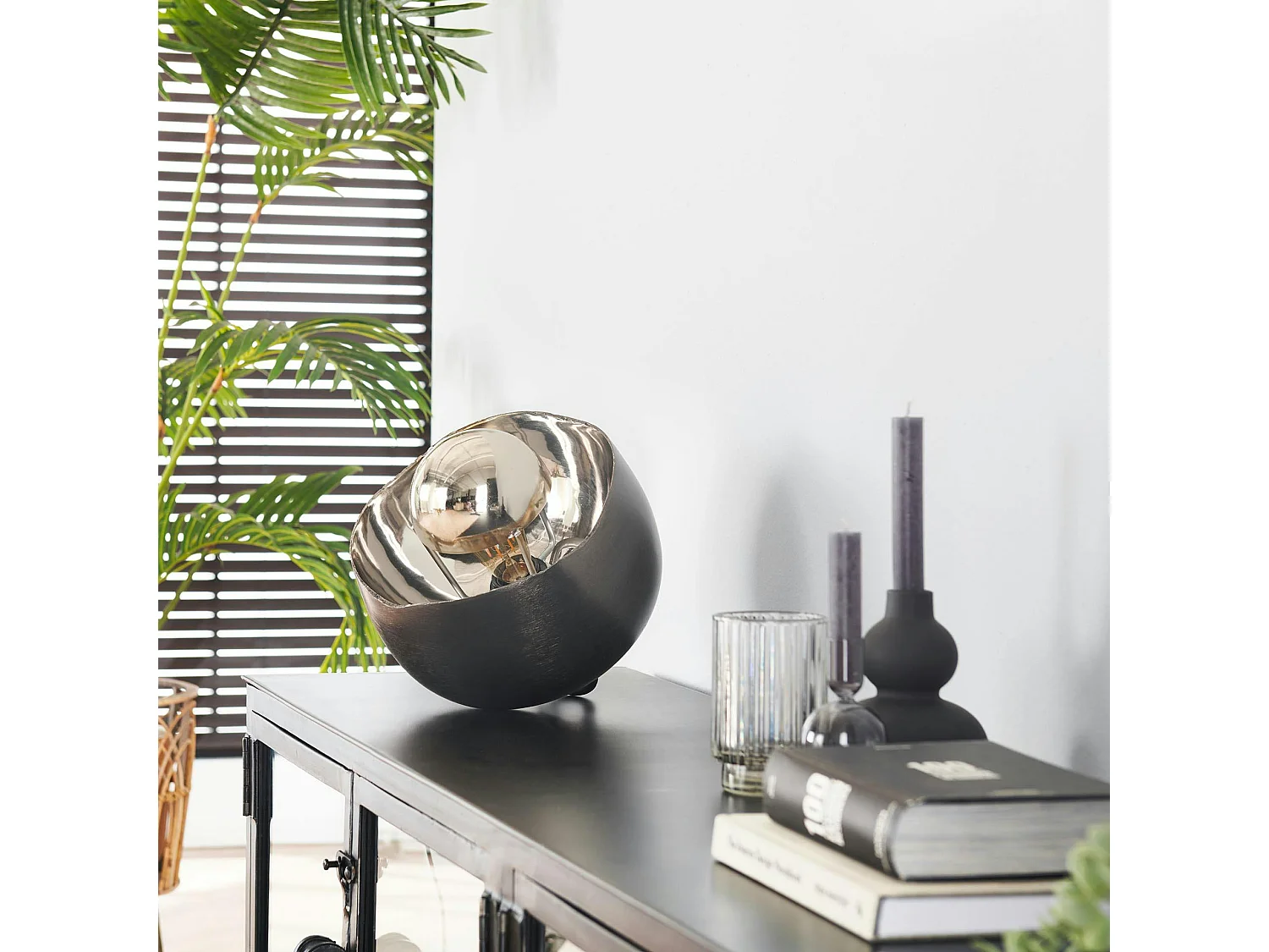 Lampe design noir et argent D 28 cm RALF