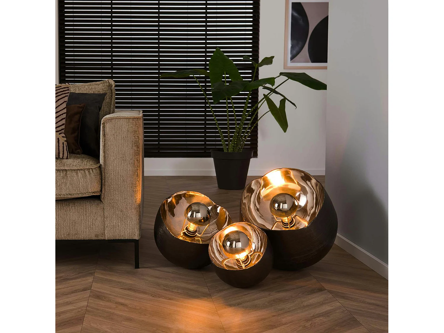 Lampe design noir et argent D 28 cm RALF