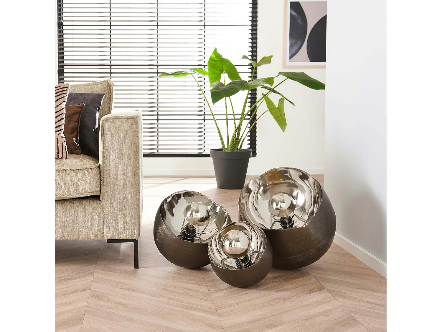 Lampe design noir et argent D 28 cm RALF