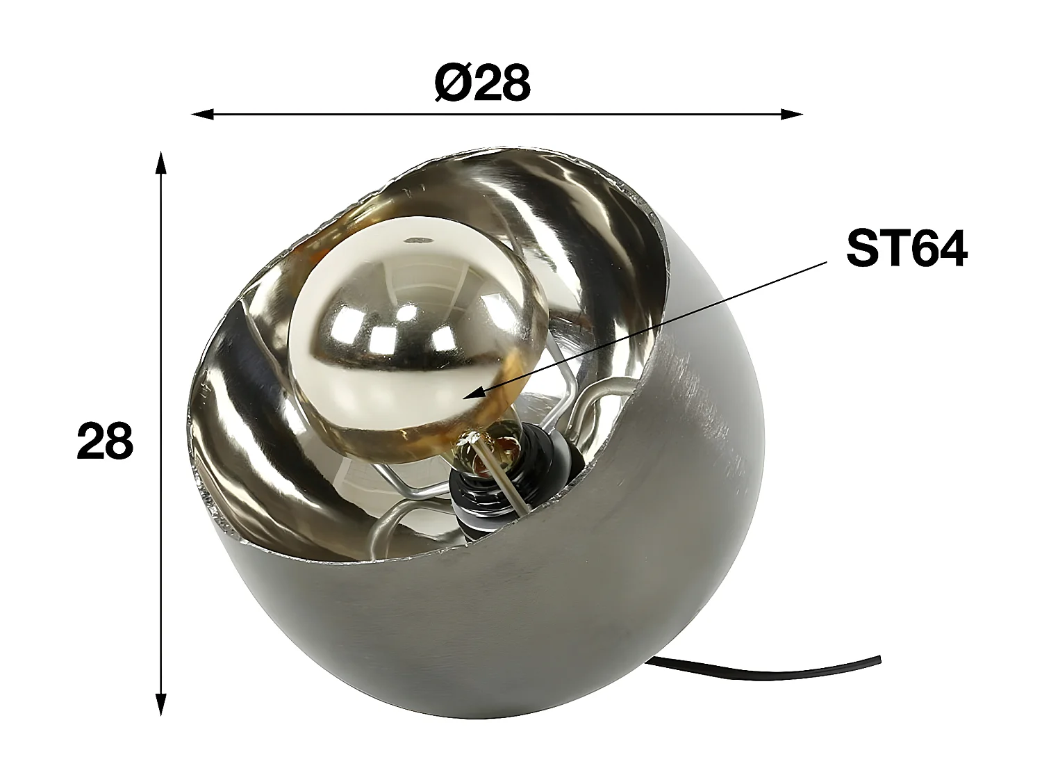 Lampe design noir et argent D 28 cm RALF