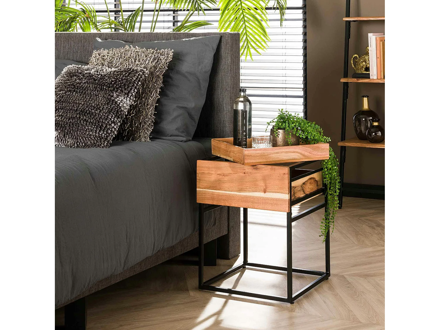 Table de chevet moderne 1 tiroir, 1 plateau MELBOURNE