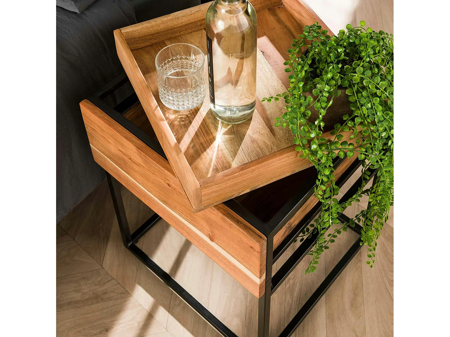 Table de chevet moderne 1 tiroir, 1 plateau MELBOURNE