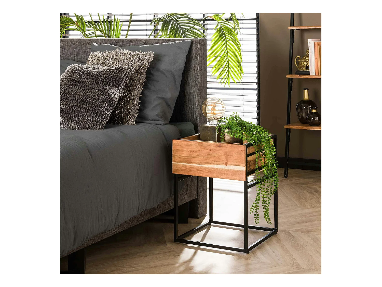 Table de chevet moderne 1 tiroir, 1 plateau MELBOURNE
