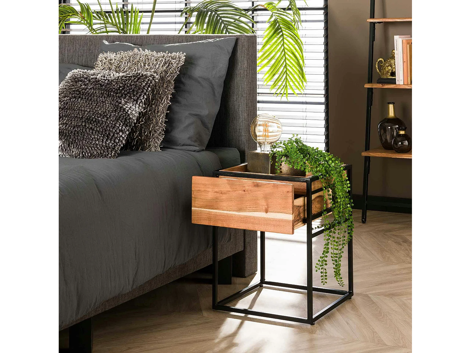 Table de chevet moderne 1 tiroir, 1 plateau MELBOURNE