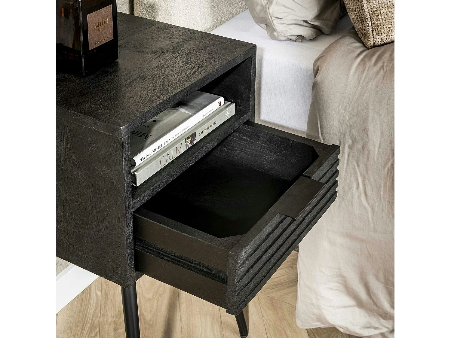 Chevet noir 1 tiroir 1 niche LUCKNOW