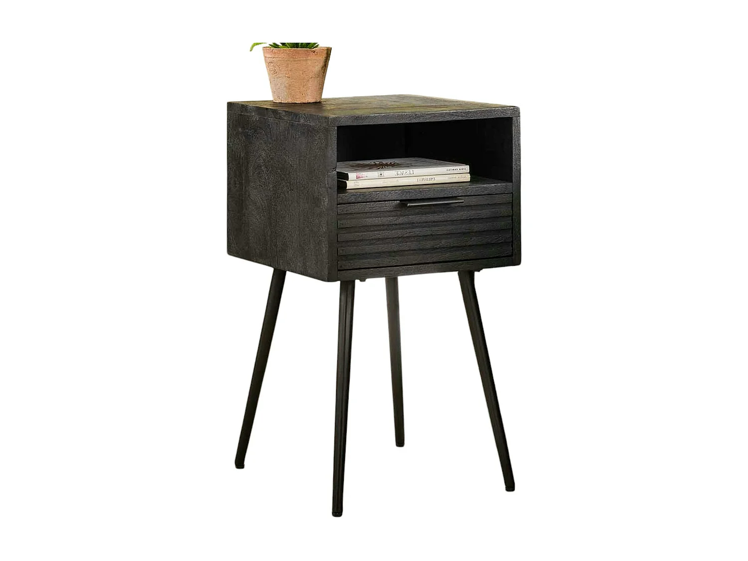 Chevet noir 1 tiroir 1 niche LUCKNOW