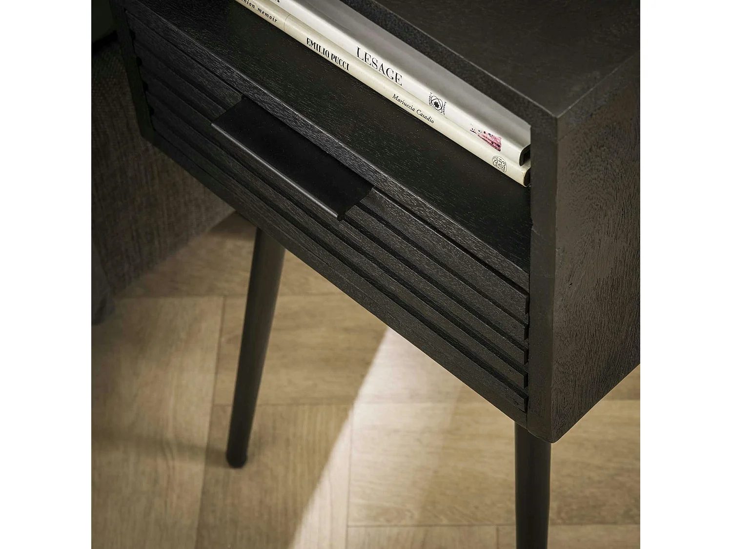 Chevet noir 1 tiroir 1 niche LUCKNOW