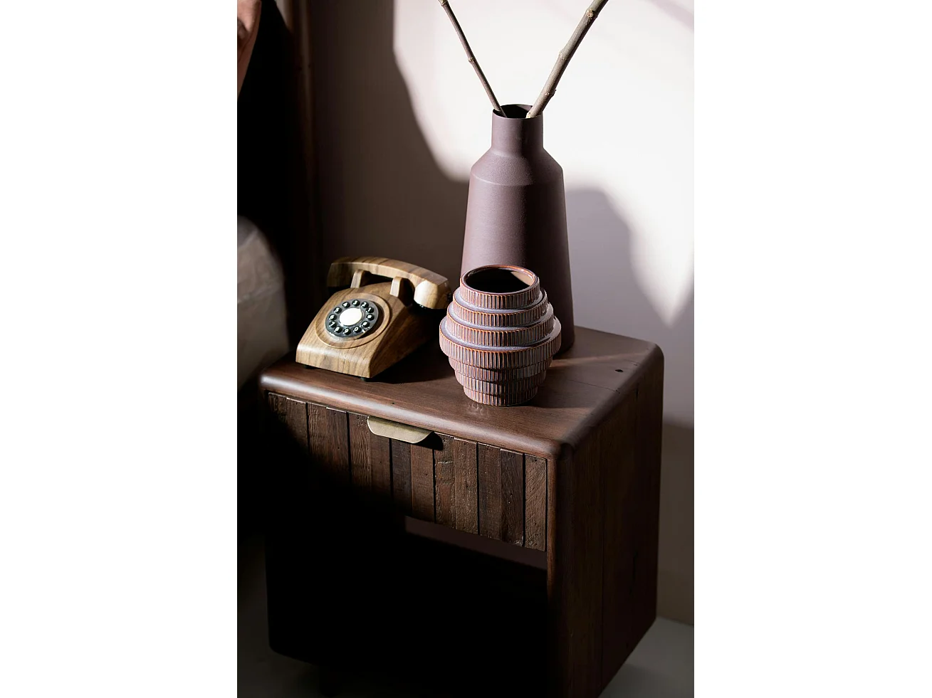 Table de chevet bois recyclé brun QUEENSTOWN