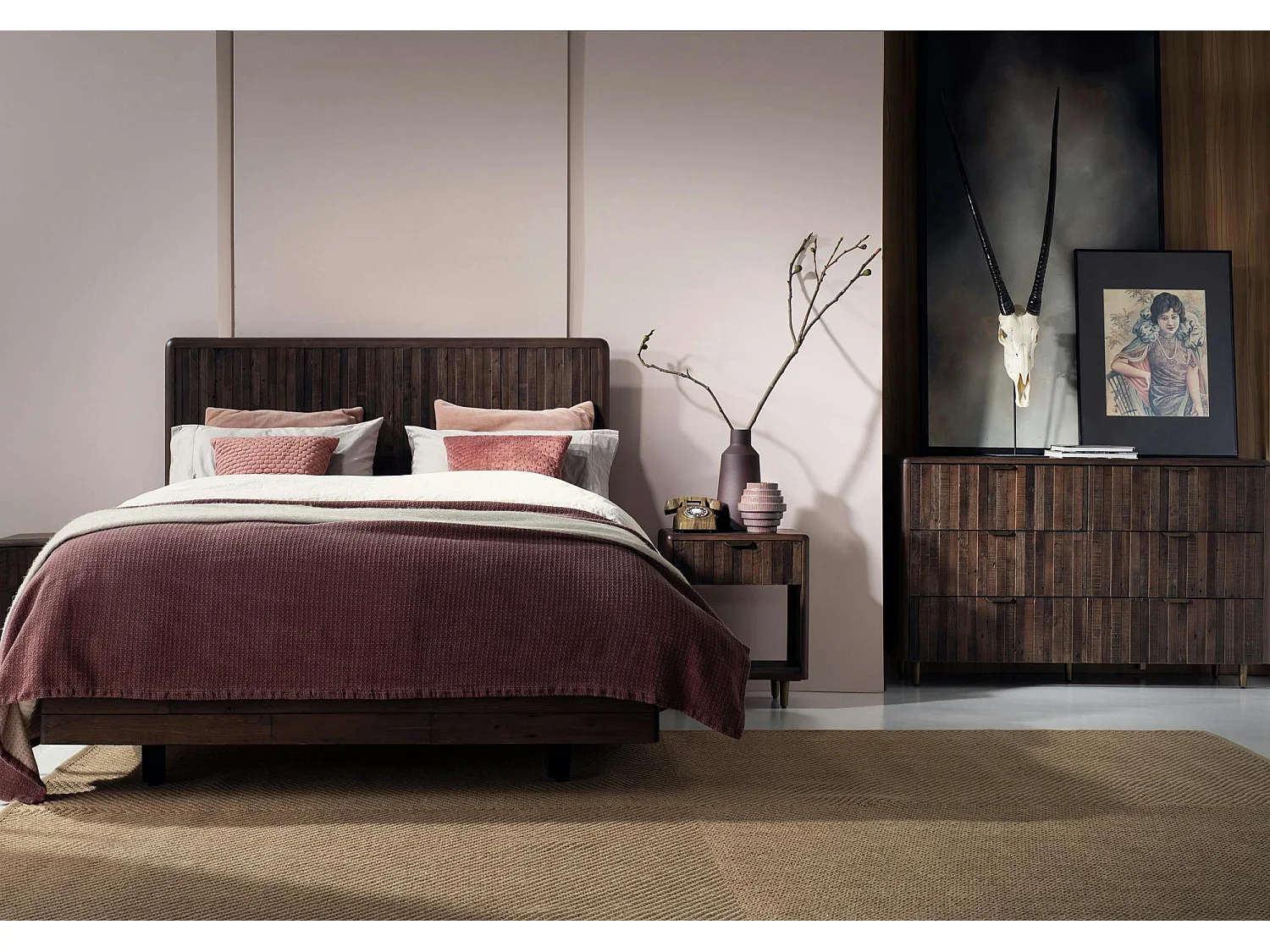 Table de chevet bois recyclé brun QUEENSTOWN