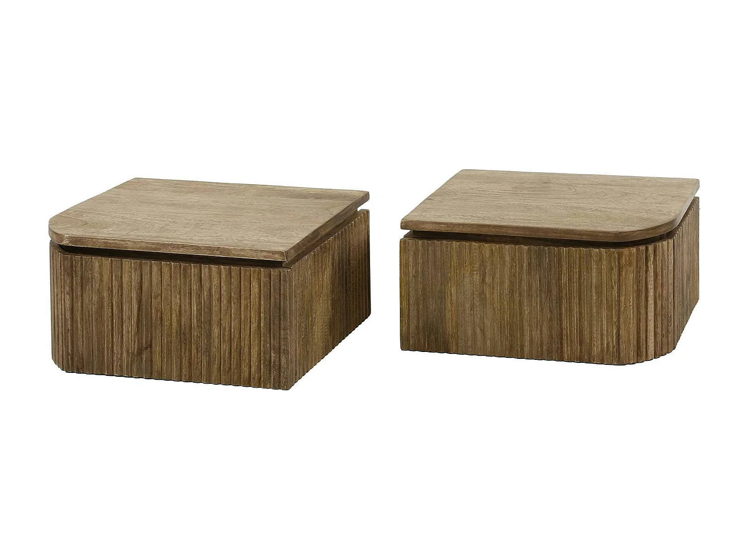 Table de nuit murale en bois de manguier motif baguette (lot de 2) DELHI